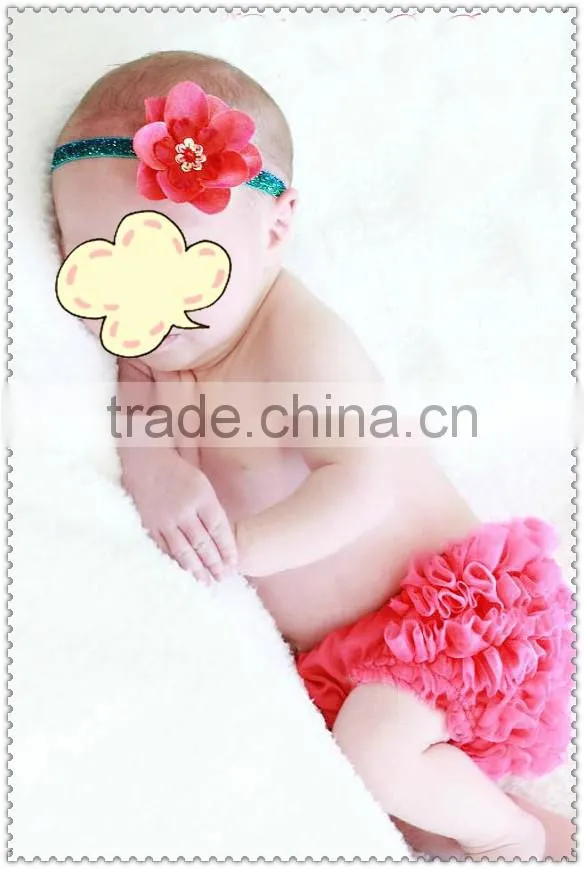 New born baby bloomer 2 pieces set cute baby clothing set pure color ruffle bloomer matching floral headband