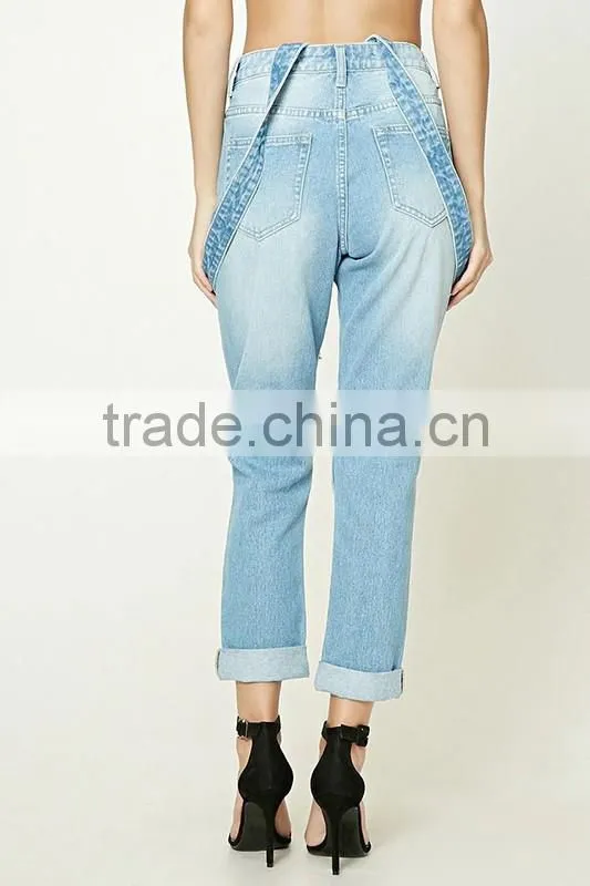 Stylish Women's Sex Distressed Suspender Jeans / New Style Fashion Women Jeans T1703032