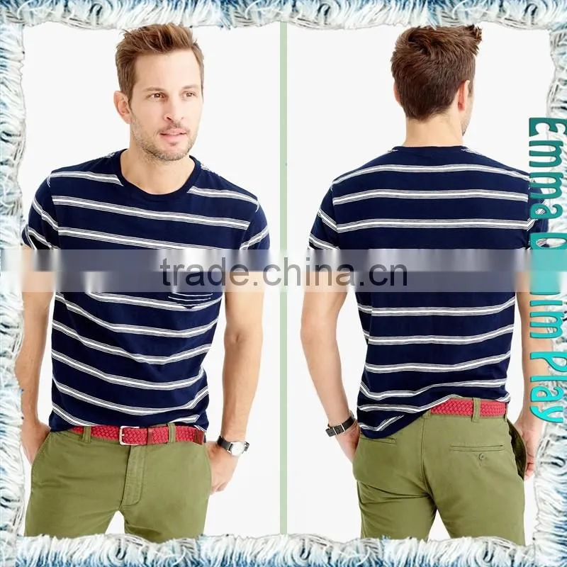 New High Grade Mens Relaxed Fitness Striped O-Neck Cotton T Shirts
