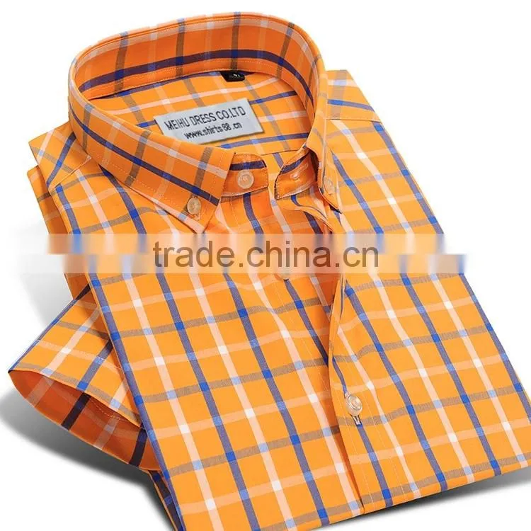 Hot selling fancy plaid design men shirt custom t shirt
