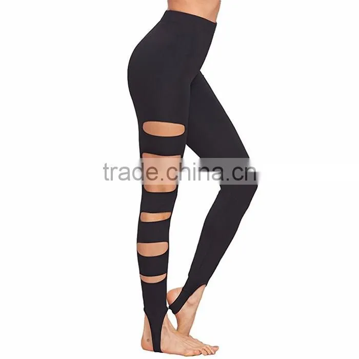Fashionable custom cheap lady full length trample feet cutout leggings