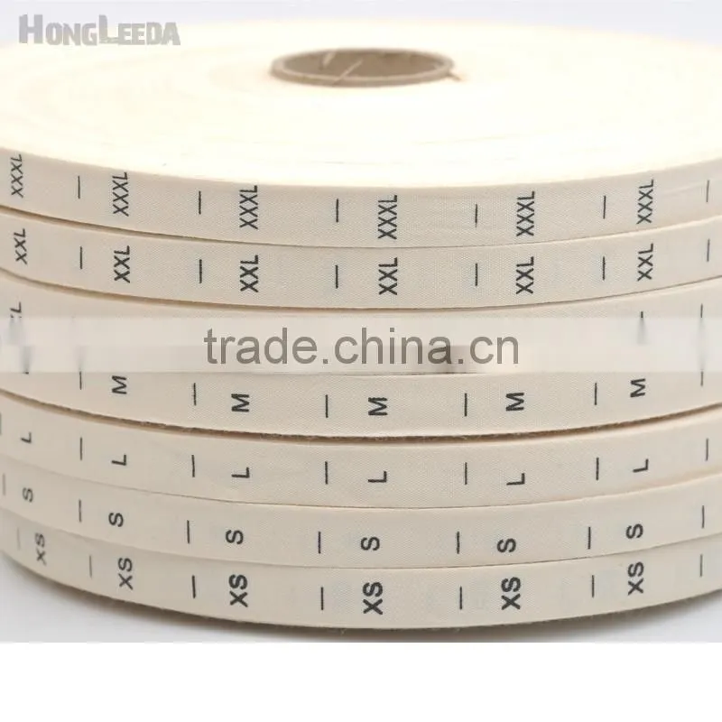 Natural offwhite COTTON size label clothing print tags silk screen garment tags XS-XXXL