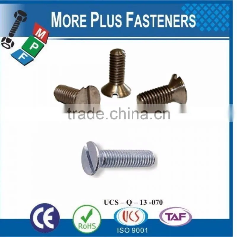 Made in Taiwan Machine Screw Metric DIN 963 DIN EN ISO 2009 Slotted Flat Head Countersunk