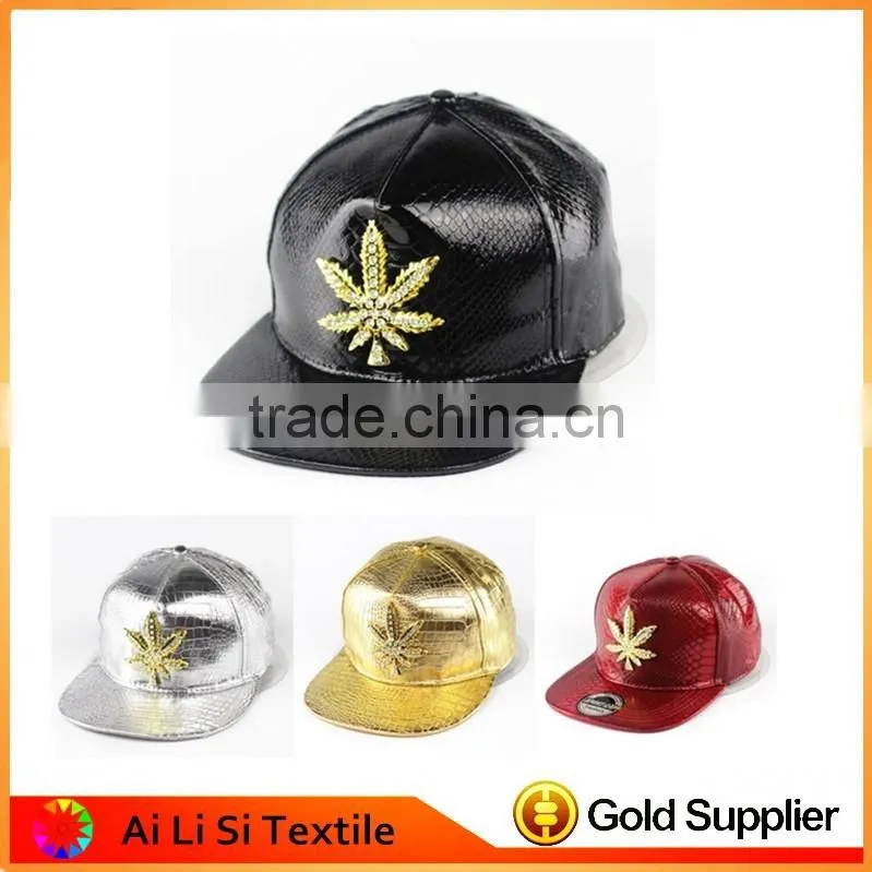 Weed Leaf Design 5 Five Panel Hat Cap,Marijuana Leaf Snapback Cap Sport Cap Hats
