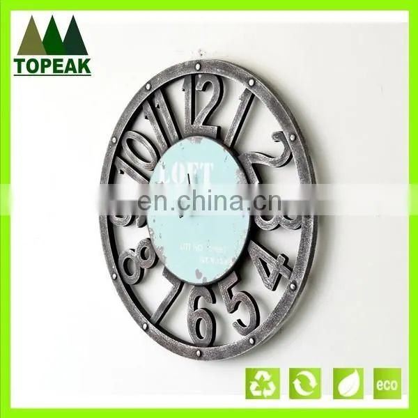 Popular Luxury Quality Vintage round Antique Design Natural Color Rustic Style Wall Clock