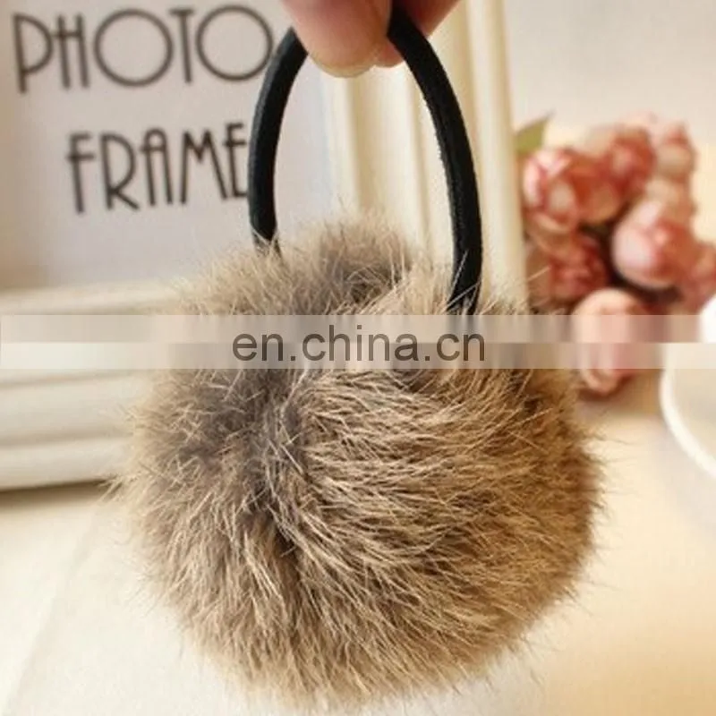 8cm real rabbit fur ball/bobble girl hairband for fashion decoration accessory