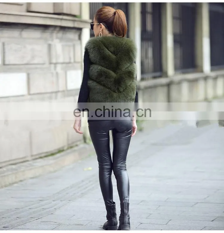 2014 Europe and America New Design Fox Fur Vest Fashion Women Fox Fur Vest