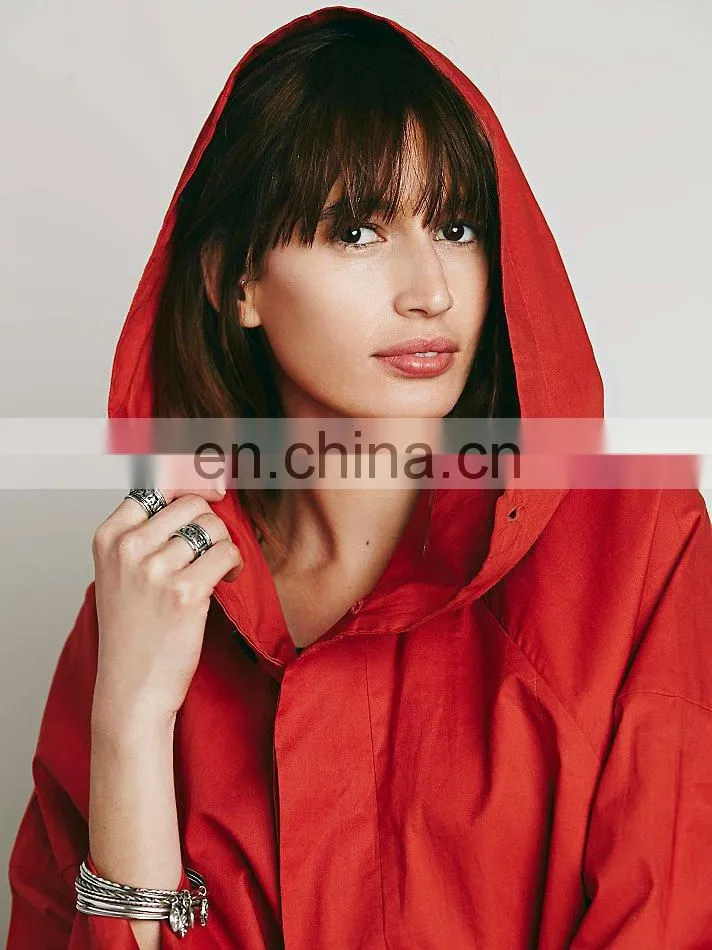 Orange color dolphin hem ladies anorak,fashion woman jacket, hoody jacket fashion