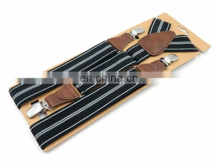 Fashion brand 3 clips men's suspenders adult striped suspenders