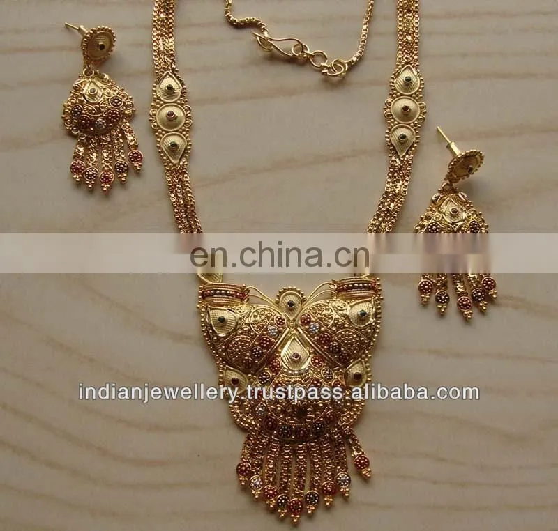 Goldplated necklace jewelry set manufacturer, gold-plated necklace fashion jewellery sets exporter