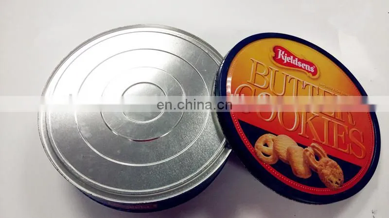 Round butter cookie tin box
