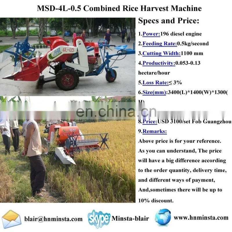 Factory price mini rice paddy cutting machine / rice harvest machine / price of rice harvester
