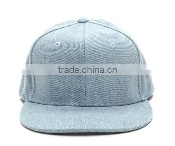 High Quality Plain Denim Snapback Hat Blank Jean Snapback Cap