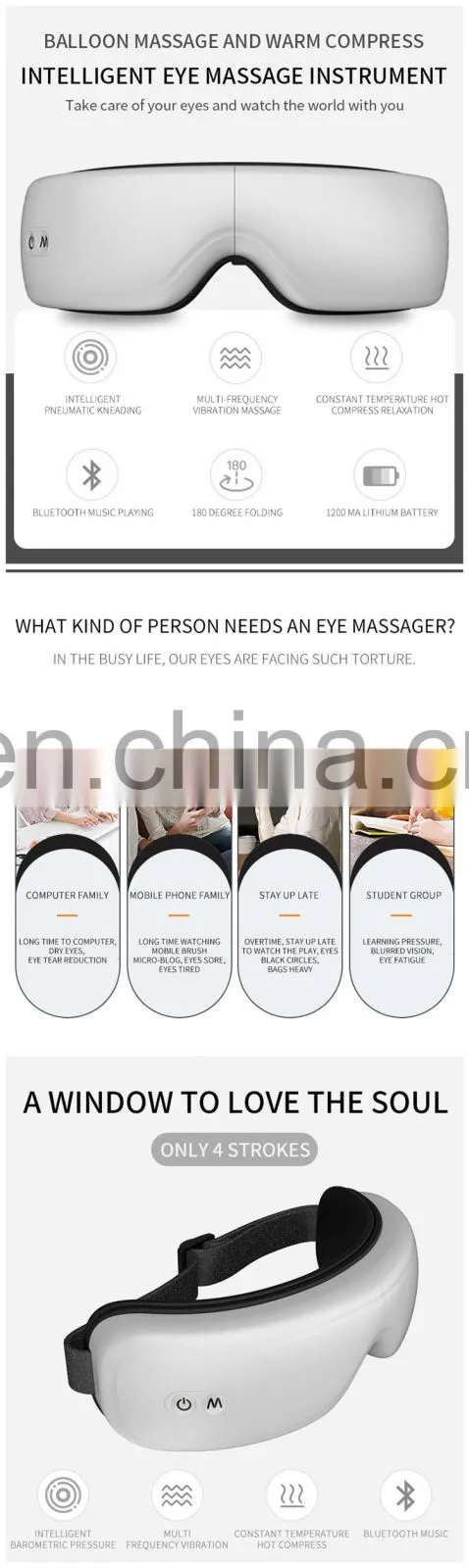 Wireless Electric Bluetooth Wisdom USB Eye Massager Heated Glasses USB