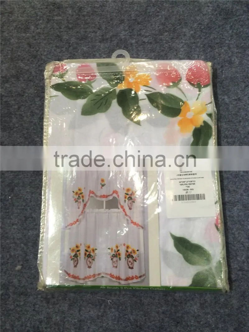 AIR BRUSH 3 PCS KITCHEN CURTAIN WITH SUNFLOWER PATTERNS