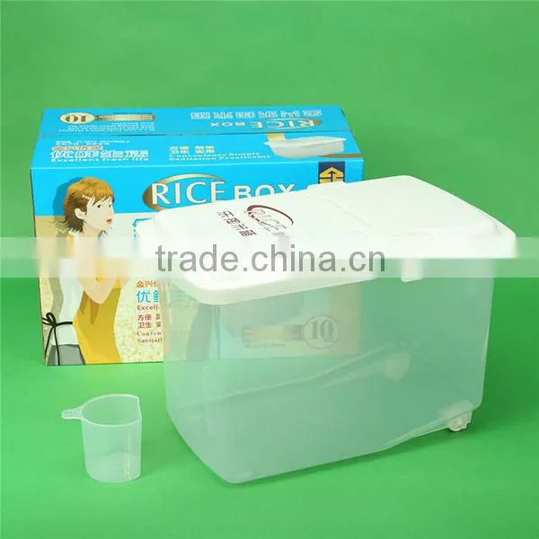 Transparent 15L Plastic Rice Storage Container with Wheel