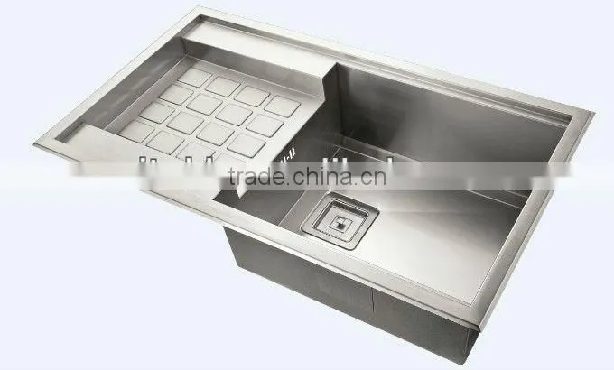 double bowl stainless steel sink with drainboard STS 101B(SH)