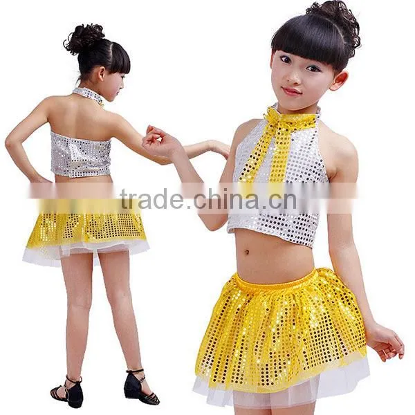 Children dance costumes sequined jazz dance dress pupils dance dress western dance dress for girls