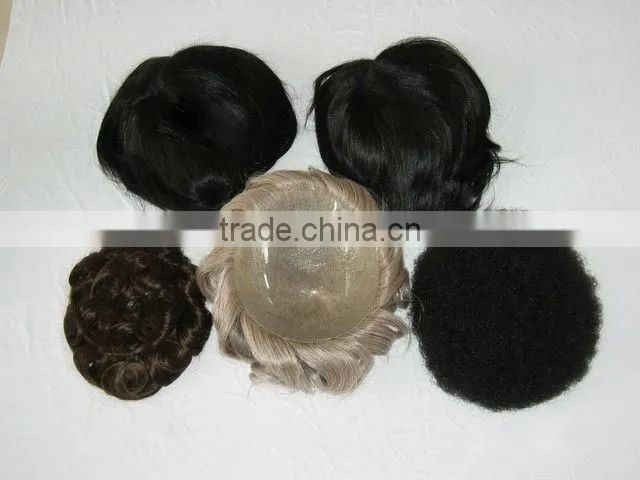 6 inch injected thin skin human hair toupee hair pieces injected