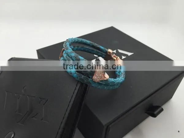 2016 Newest Arrival Hot Selling New Fashion Handmade Bracelet Colorful Python Skin Leather Round