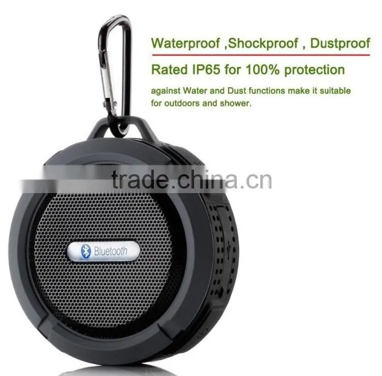 (Hot) 2016 Bluetooth Waterproof Speaker with hook, Portable Bluetooth Speaker, waterproof bluetooth speaker with suction cup