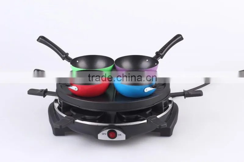 900W 6-Person Raclette Grill With Glass Plate RG-106G