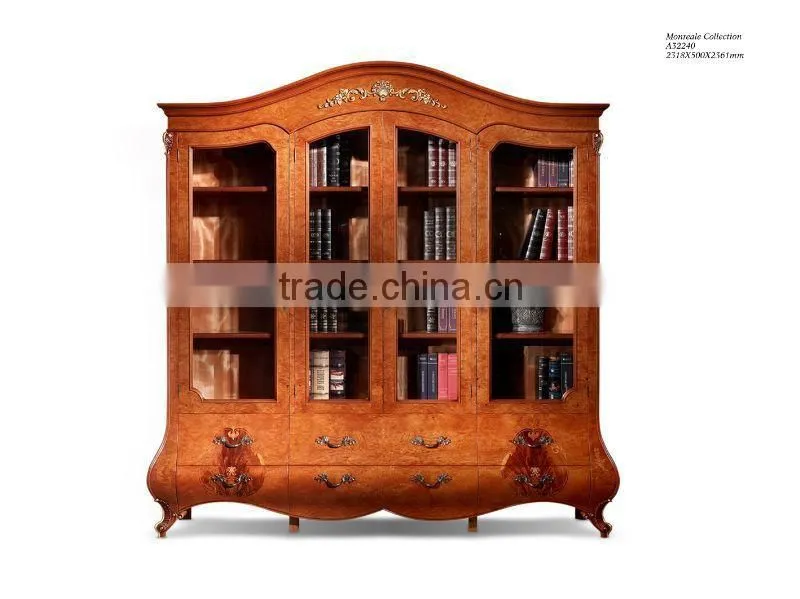 Classic arab design office furniture solid wood office desk and chair European style bookcase