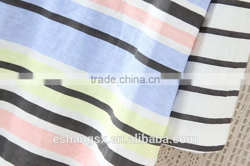 Ladies colorful stripe cotton 3/4 sleeve t-shirt