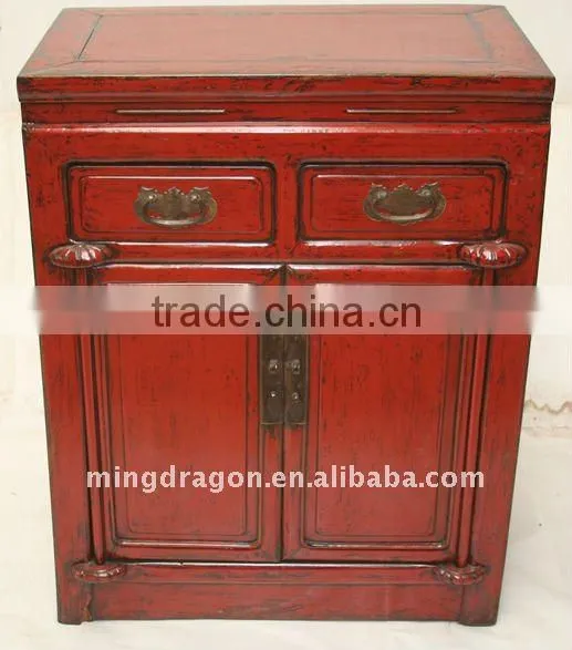 Chinese Antique Red Two Door Two Drawer Cabinet 67*40*85cm