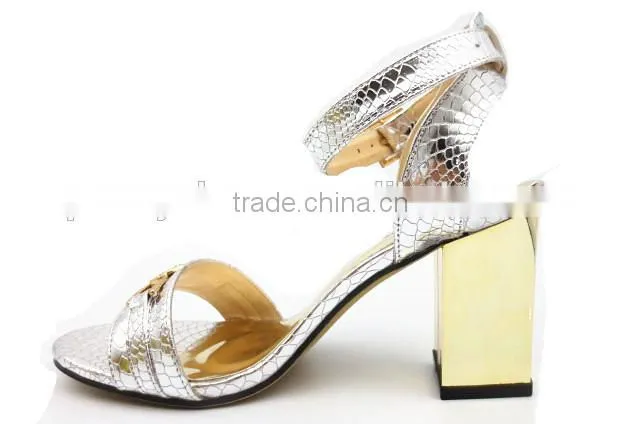 middle thick heel ankle strap office lady sandals with button