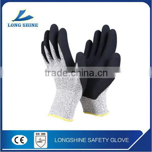 High Quality 13G Black Foam Latex Coated Knitted Liner Heat and Cut Resistant Working Safety Gloves China