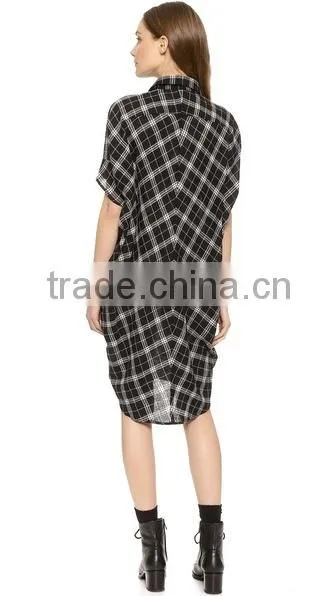 China flannel maternity plaid shirt dresses supplier long sleeve