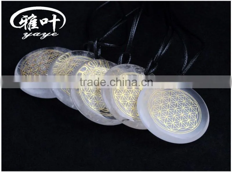 Chakra Flower of life Natural crystal stone pendant necklace