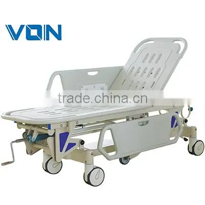 Stainless steel wheeled stretcher with two big and small wheels