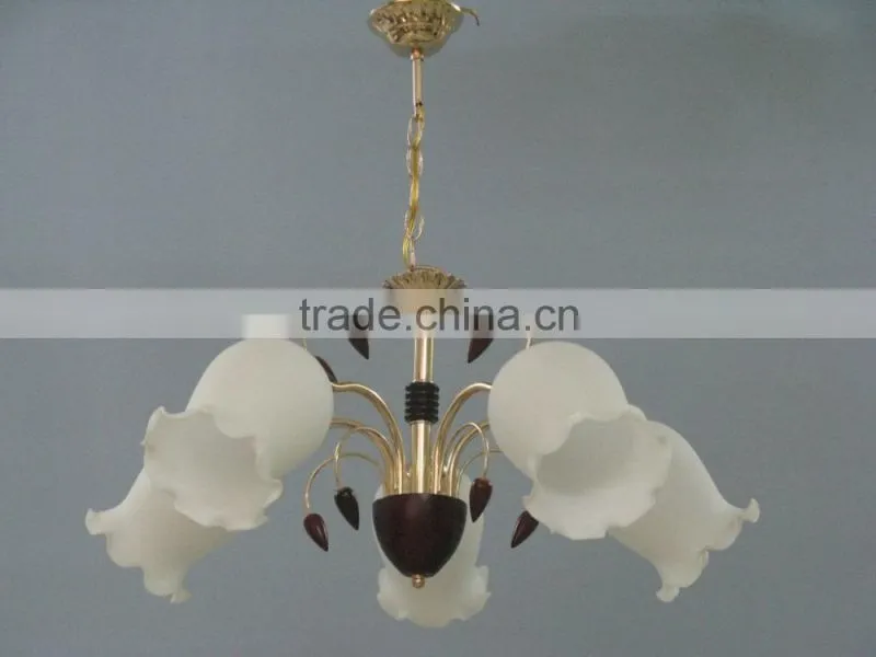 2016 popular flower glass ball chandelier lamps with decorative woods in China