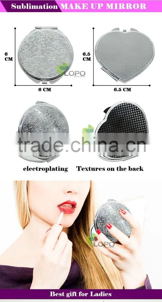 Customed gift sublimation blank compact cosmetic mirror