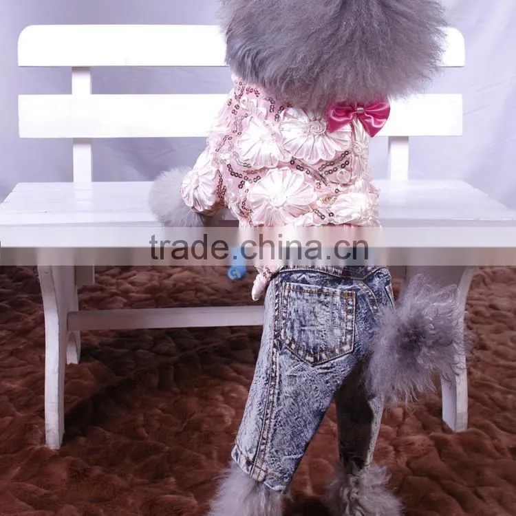 Sequins yarn washing water cowboy denim cloth dog four-legs clothes