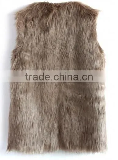 Mid-Length Brown Faux Fur Vest