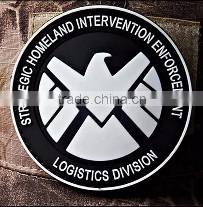 THE AVENGERS movie S.H.I.E.L.D logo PVC 3D Rubber PATCH Glow In The Dark Usa Army Tactical Patch Morale Badge Military Patches