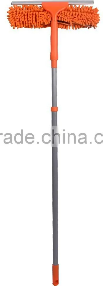 Colourful Plastic Shower Glass Wiper Telescopic Pole Cleaning Window Squeegee with Chenille Cloth