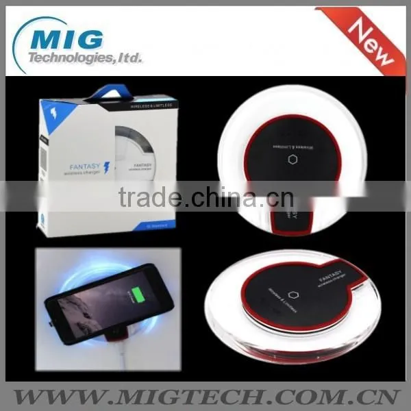 Wireless phone charger for iphone for samsung galaxy S6 Fantasy Crystal UFO Shape Charging pad with LED lighting