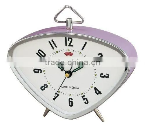triangle metal case mechanical alarm clock