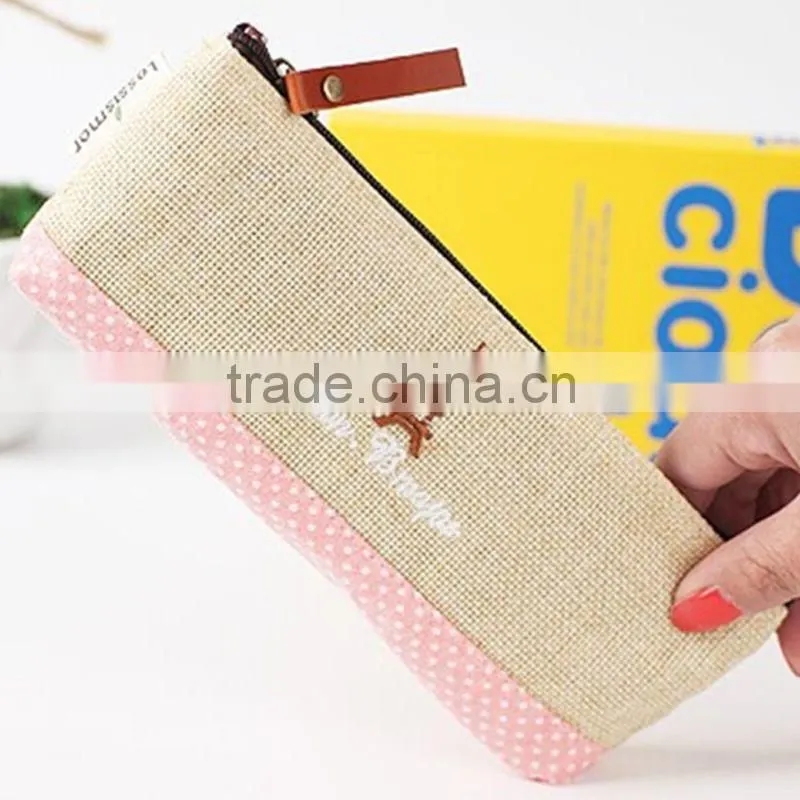 HOT Canvas Pen Pencil Bag Zipper Coin Case Pouch Mini Cosmetic Makeup bags