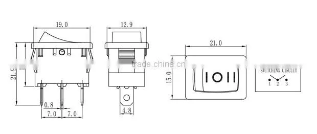 3 pin on off on rocker switch