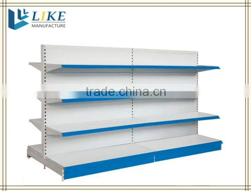 Double side multi-function metal disply shelf, steel store shelf