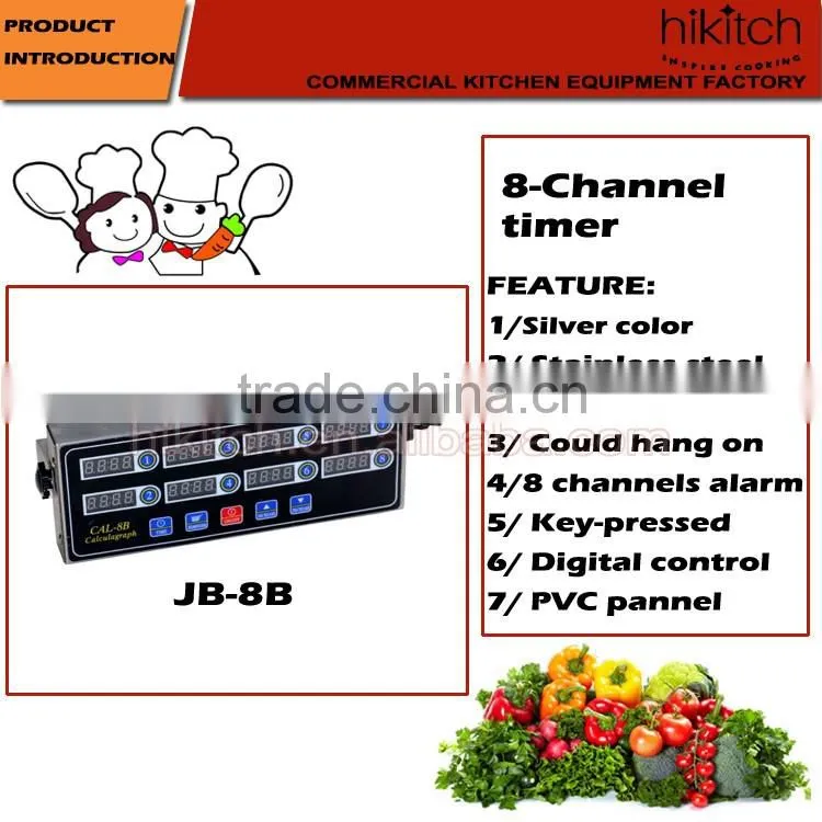 Stainless steel restaurant kitchen timers 8 channel button type digital timer