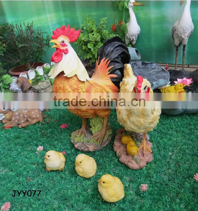 Garden decor cute wholesale polyresin rooster figurine