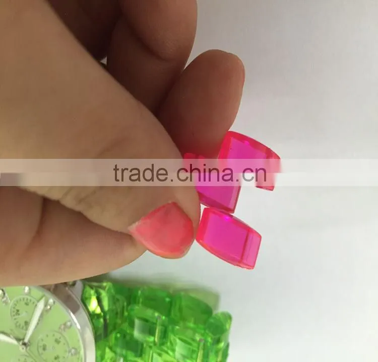 screws stainless steel case back Transparent fashion cheap plastic watch green vogue lady watch