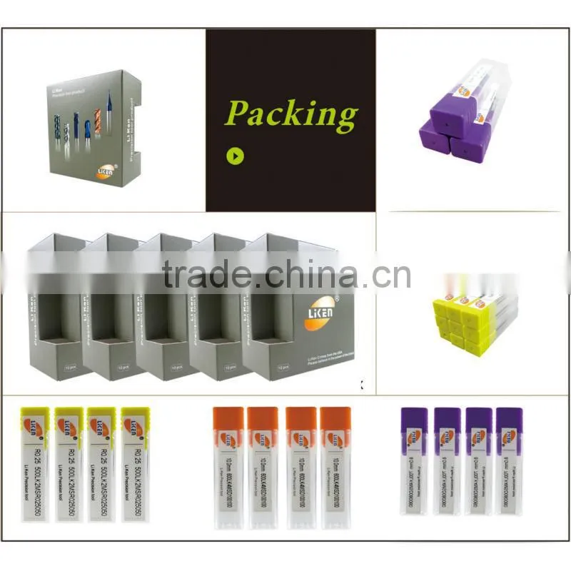 Liken600 high quality HRC60 ballnose different types of cutting tools