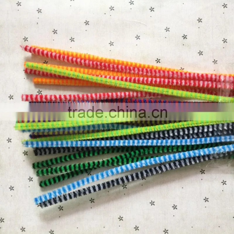 China factory supply DIY crafts 0.6*30cm colorful striped pipe cleaners toys for kids